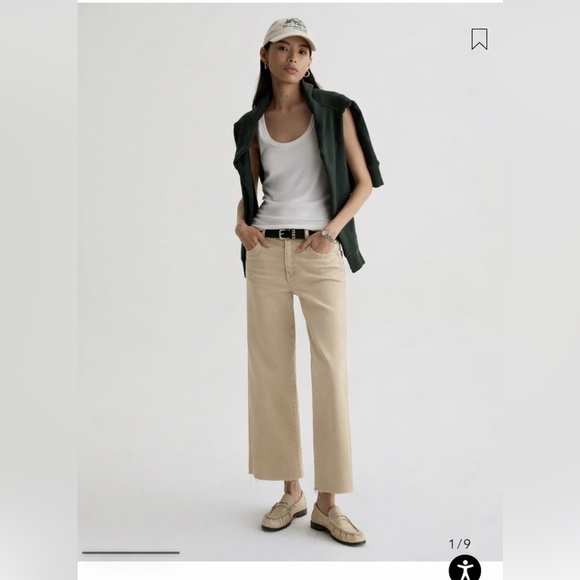 Ag Adriano Goldschmied Denim - AG Saige Wide Leg Crop Denim Beige US 27 Like New